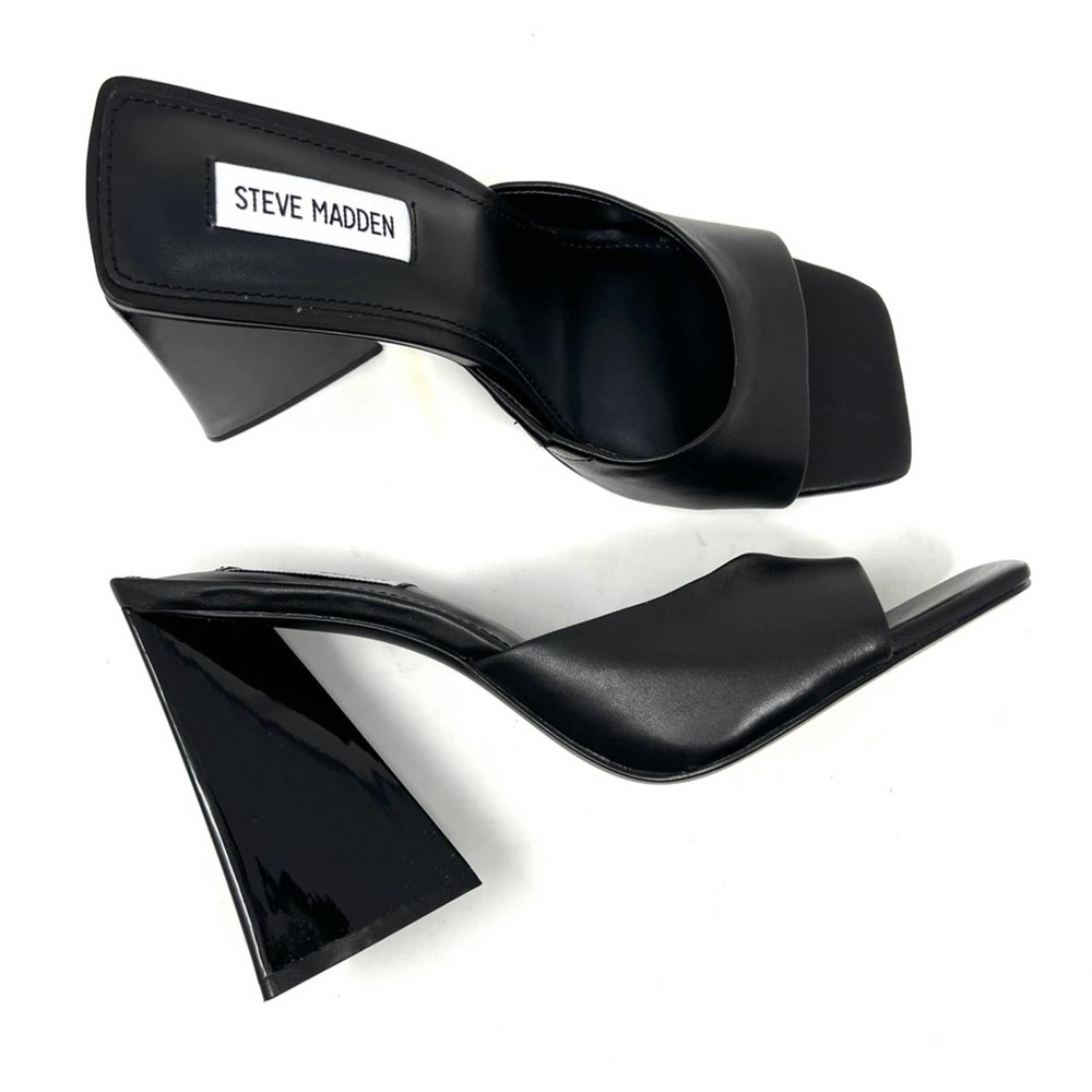 Steve Madden Twists Black Leather Heels